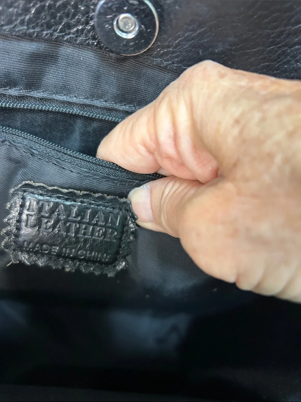 Pelle Studio Black Leather Messenger Tote